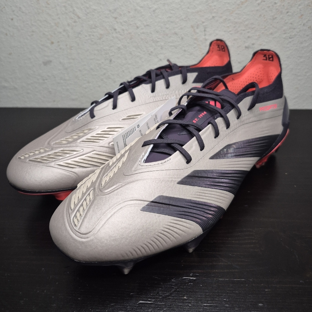 Adidas Predator Elite SG Grey Black Red Men's Soccer Cleats ID0913 Size 10